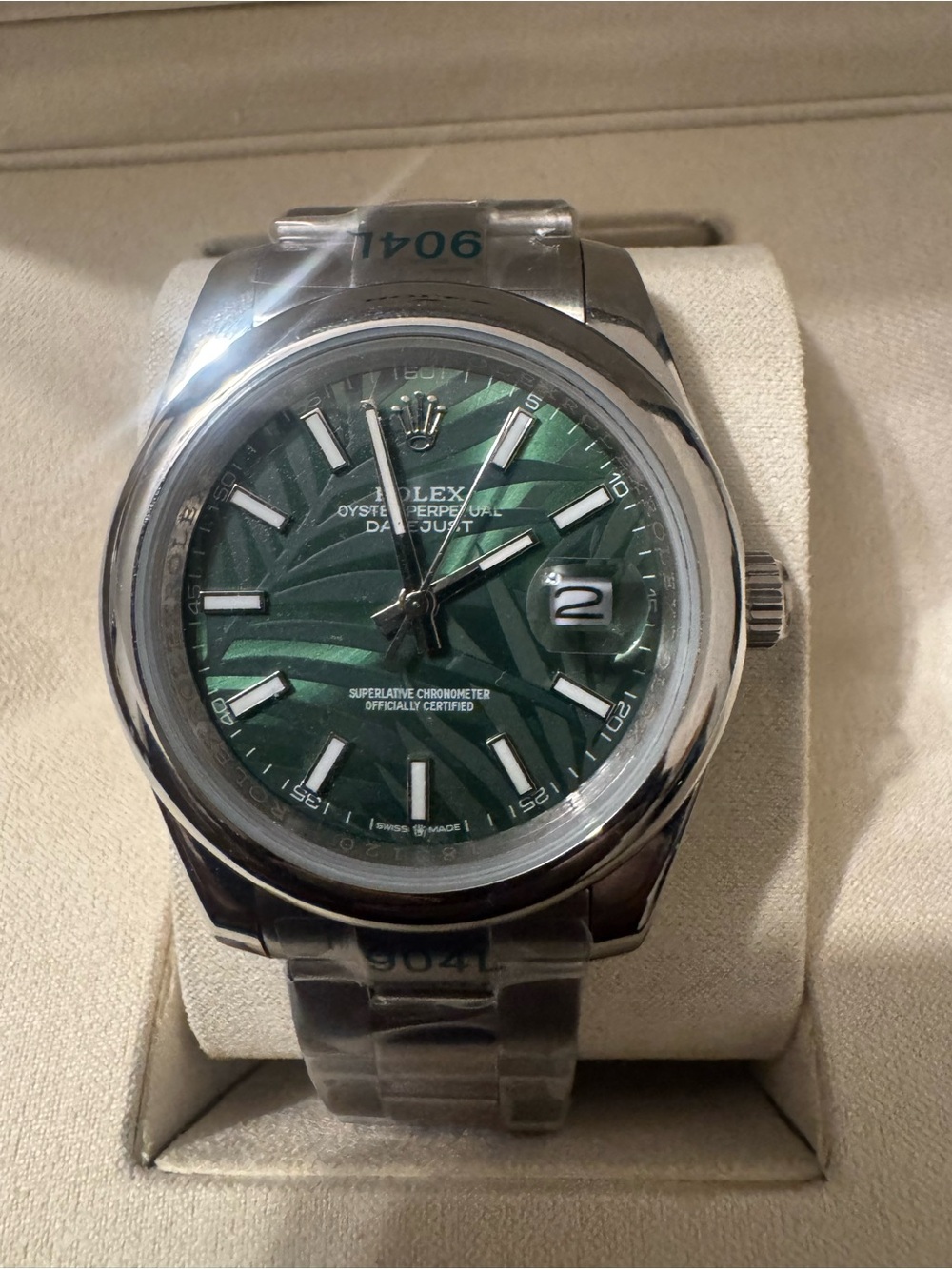 Rolex (unauthetic) stainless steel watch with green dial
